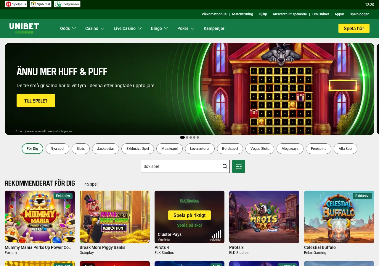 Unibet casino hemsida - free spins erbjudande
