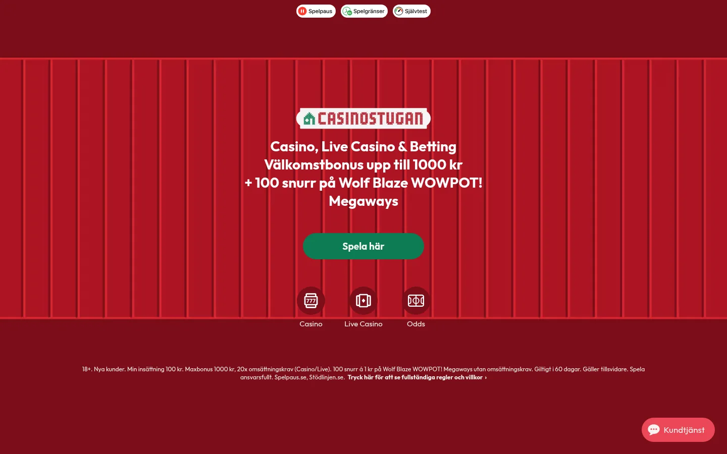 Casinostugan free-spins-villkor september 2026