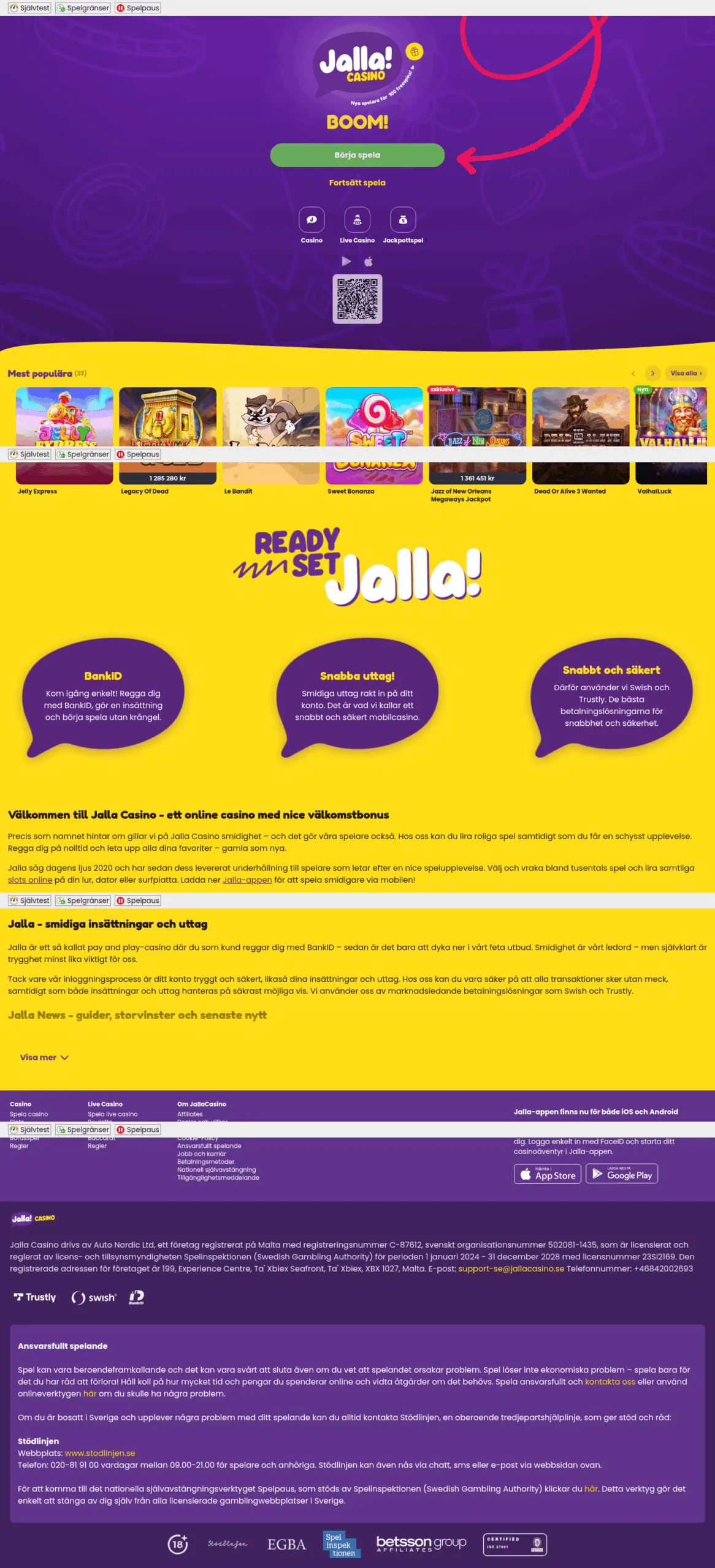 Jalla Casino free-spins-villkor september 2026
