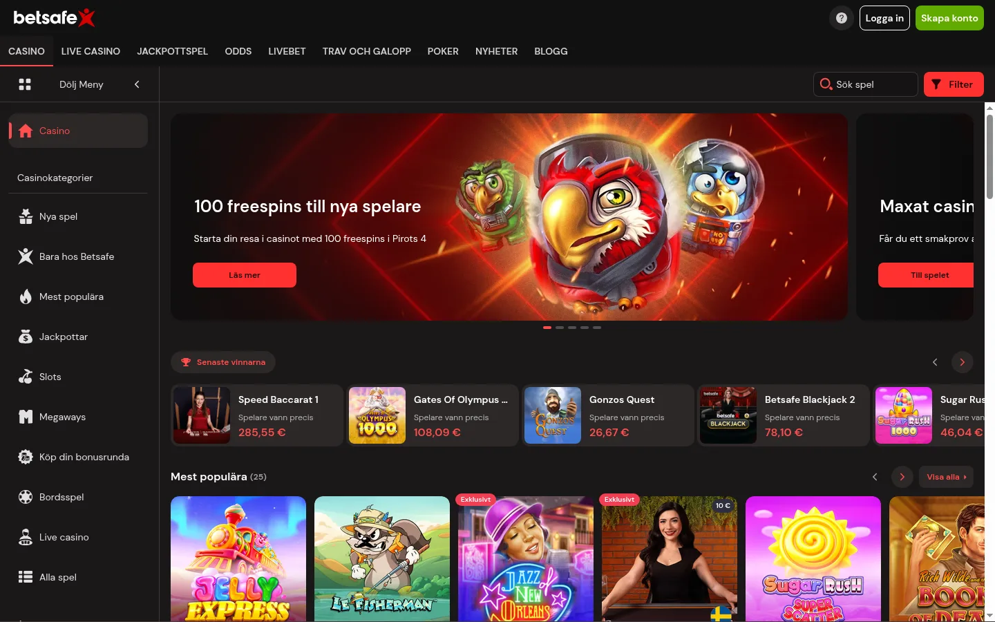 Betsafe spellobby hämtad 2026-05-06