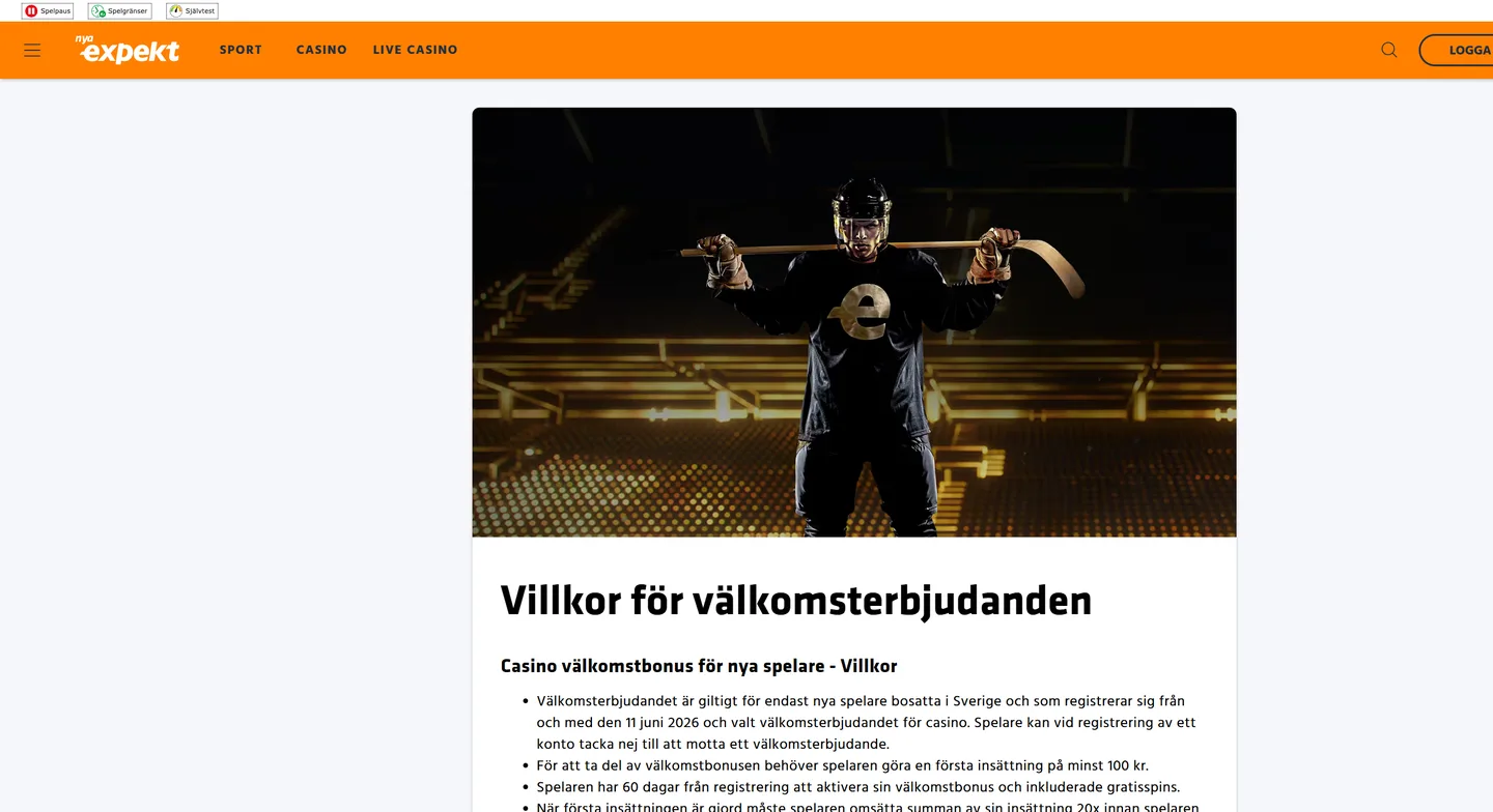Expekt bonusvillkor september 2026