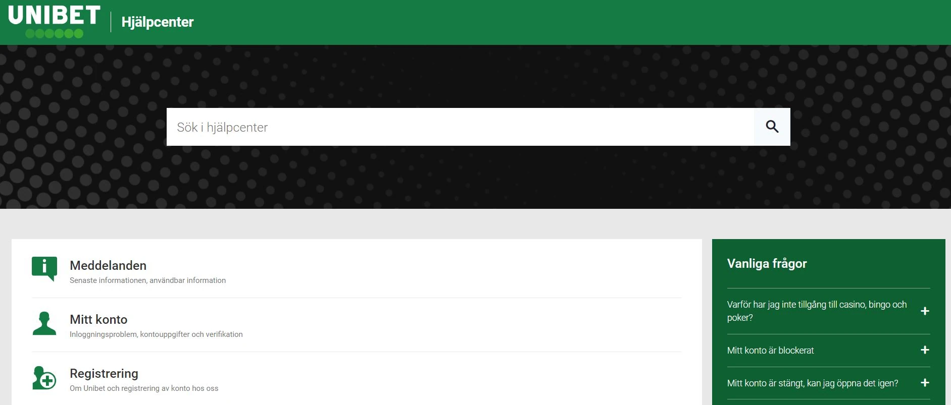 kundtjänst SE unibet