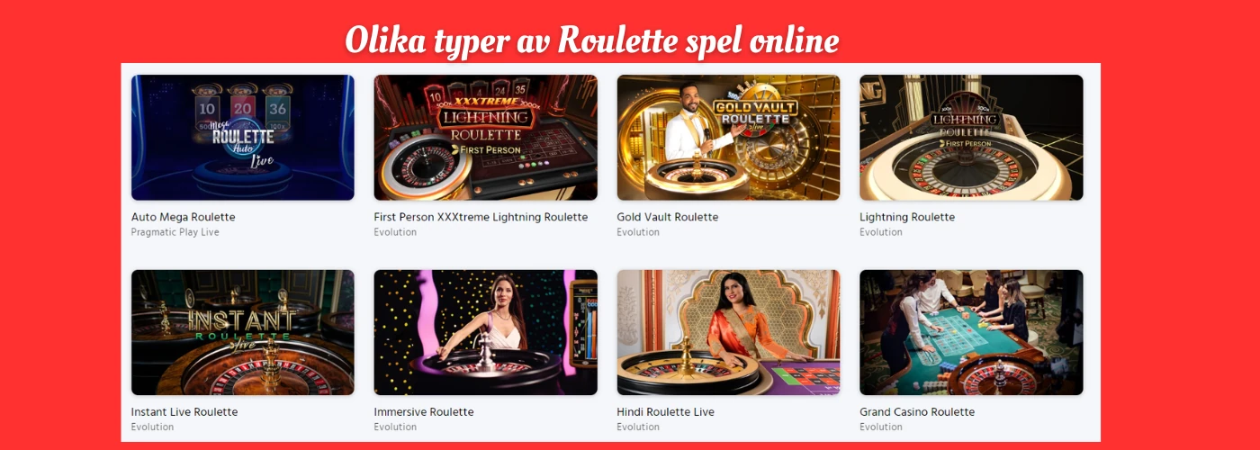 olika roulettespel på nätet