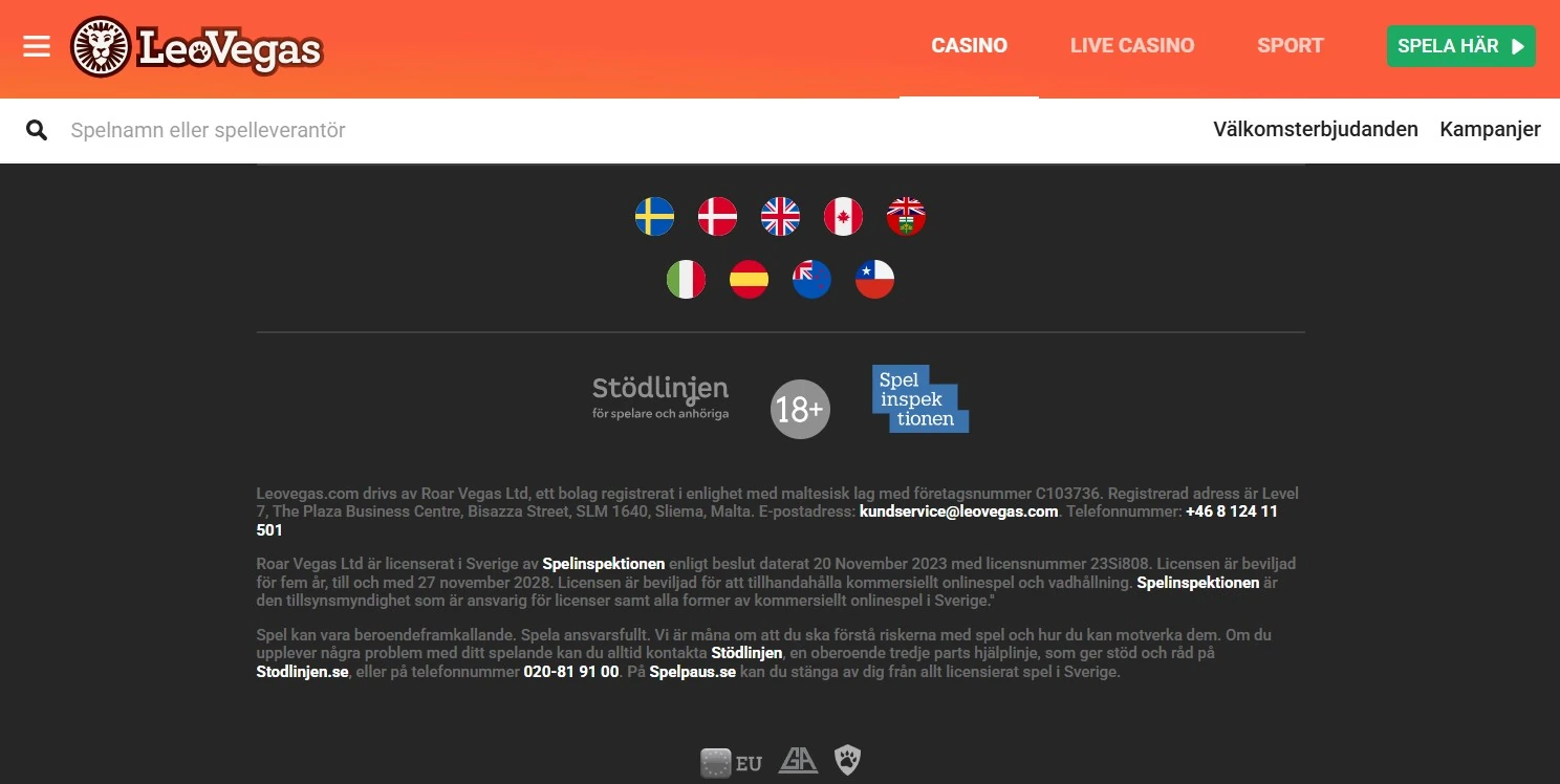 Exempel på säkra casinon: Leovegas