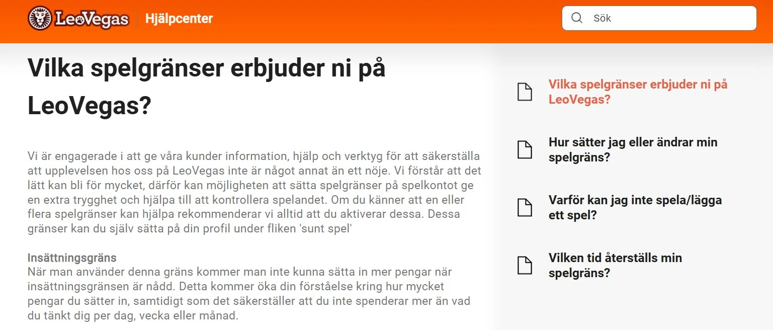 insättningsgränser på LeoVegas