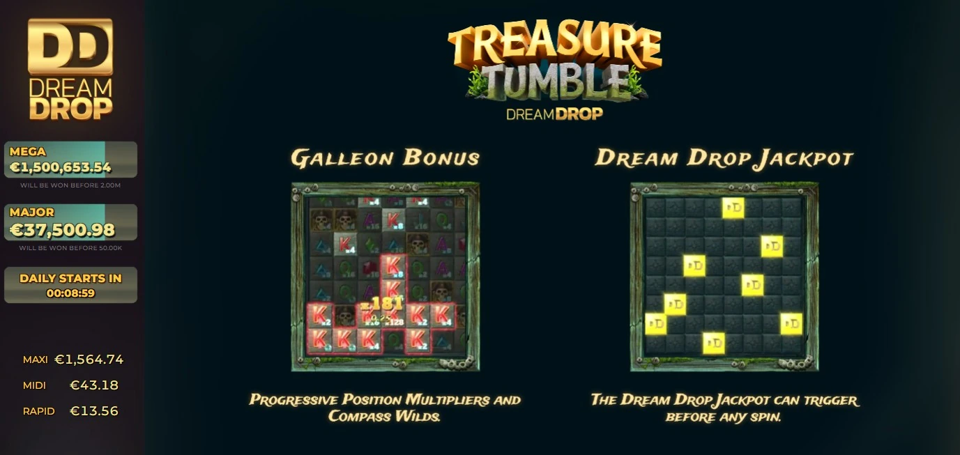 bonusfunktioner i Treasure Tumble Dream Drop