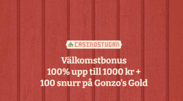 Välkomstbonus 100% upp till 1000 kr + 100 snurr på Gonzo's Gold